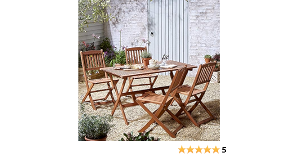Kingsbury 5 Piece Garden Dining Table 4 Chair Set Eucalyptus Wood A Amazon Co Uk Garden Outdoors
