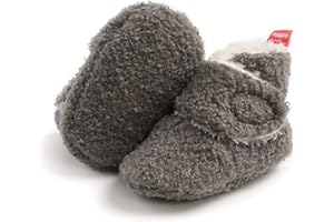 Aisprts Unisex Cotton Baby Booties Shoes Newborn Boots with Warm Fleece Anti Slip Soft Sole Baby Slippers for Girls Boys