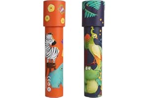 NOOLY Kaleidoscopes Educational Toy Kaleidoscope for Kids Boys and Girls ZWHT0205 (2 Pcs,Peacock + Rhino Zebra)