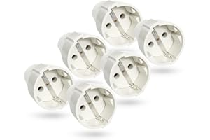 ABSINA 6x Presa volante schuko con scarico della trazione - Presa schuko di sicurezza in PVC 230V, 2 poli, 16A e 3,7kW - Presa volante femmina - Classe di protezione IP20 da usare in ambienti asciutti