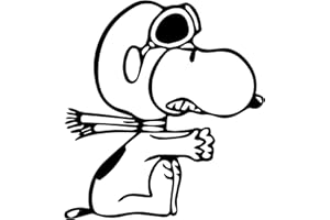 GESAR ART IN PROGRESS Gesar - Adhesivo Snoopy Piloto para Coche, Moto y Dormitorio - Apto para Todos los Modelos de Mac - Fantasía Divertida - Tamaño 9 x 10 cm (Negro)