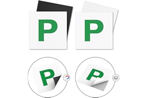 ANLIOTE 4 Pack P Plate Stickers for New Driver - Stick on Car Any Surface, 2 Fully Magnetic P Plates & 2 Self-adhesive P Sign Stickers Window Decals, Easy to Use and Non Scratch Vehicle Paint