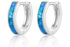 CERSLIMO Opal Ohrringe Orange/Weiß/Blau/Pink/Grün Opal Creolen Silber 925 10mm Schmuck Geschenke für Damen Frauen Mädchen