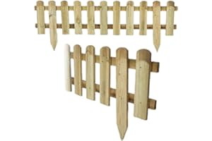 AAMEN Wooden freestanding Picket Fence Panels - Natural Wood Color Decorative Logs for Patio Guest Houses Garden Fence Garden Edging Border - Composite Fence Panels_40x 99cm (Approx.) (5)