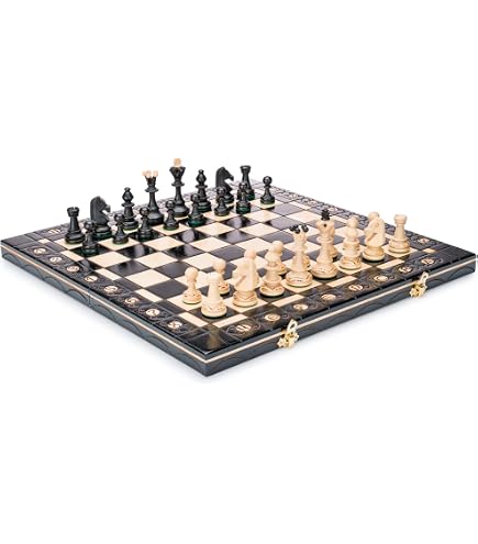 échiquier Bois 40 Cm Jeu D'échecs Black & White Edition 40 Cm - Plateau Bois, Pièces Plastique Style Médiéval/viking, Coffret Transportable Plateau Pliant Boîte Rangement échiquier Bois 40 Cm Jeu D'échecs Black & White Edition 40 Cm - Plateau Bois, Pièces Plastique Style Médiéval/viking, Coffret Transportable Plateau Pliant Boîte Rangement
