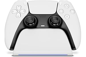 Geekhome - Playstation 5 ładowarka kontrolera - wskaźnik stanu ładowania RGB - dokładnie dopasowany design - uchwyt ścienny PS5, kabel do ładowania USB - stacja ładująca do Dualsense i Dualsense Edge