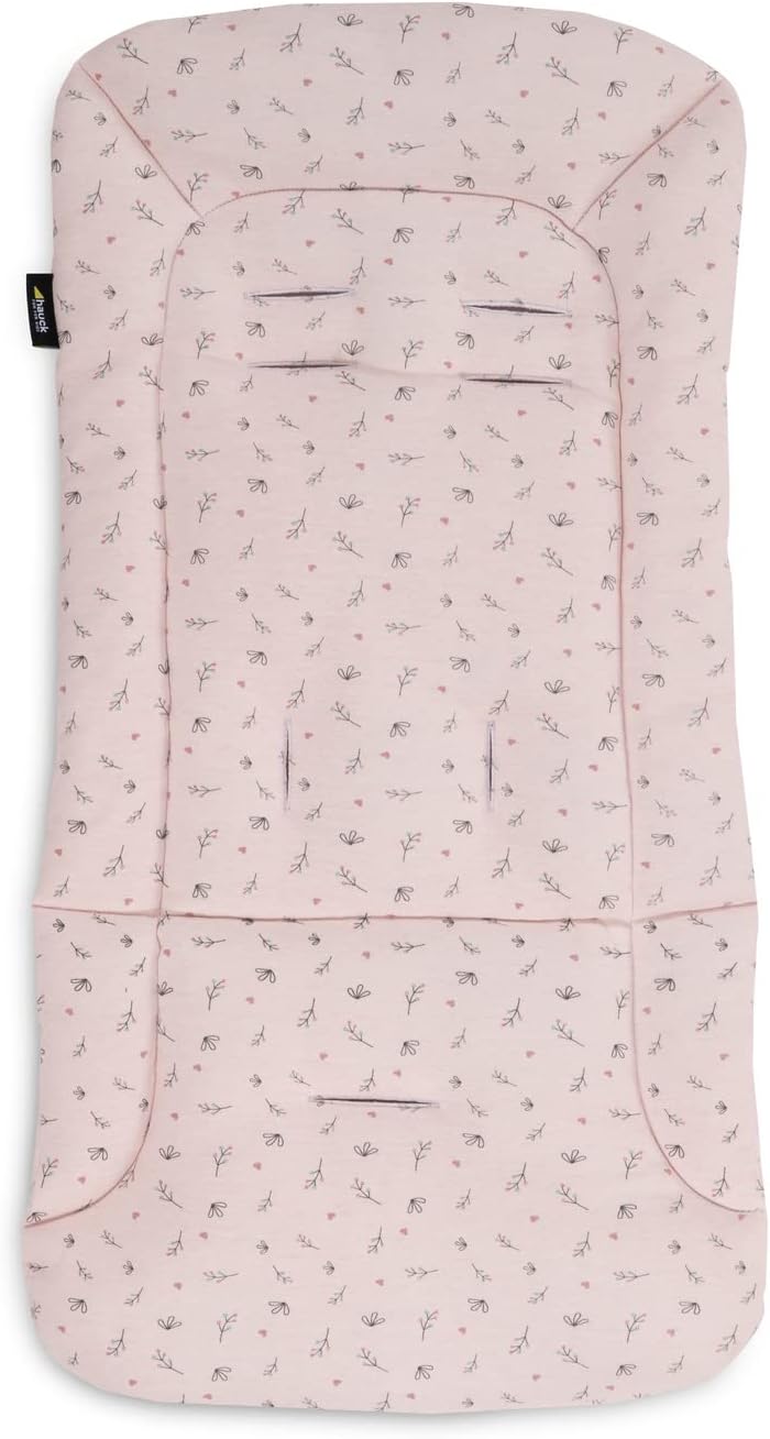 hauck Colchoneta para Silla de Paseo Universal - Funda Carrito Bebe y Remolques de Bicicleta para Niños, Algodón, Transpirable, Suave, Fácil de Fijar, Verano e Invierno - Flores Rosa