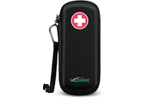 MEDMAX Epipen Borsa da Trasporto, Rigido EVA Protettiva Custodia Medicinali di Emergenza Cover da Viaggio per Bambini e Adulti, per 2 EpiPens, Asthma Inhaler, Auvi-Q, Allergy Essentials, (Nero)