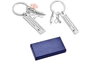 EBHO 2 Stück Arzt Geschenk Krankenschwester Geschenke Krankenschwester Schlüsselanhänger aus Edelstahl mit Geschenkbox mit Gravur Stethoskop Spritze Anhänger Abschlussfeier Weihnachten