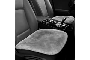 IRIWOOL Genuine Sheepskin Auto Seat Pad, Australian Soft Wool Seat Cover Breathable and Sweat-Wicking Comfort Warm Universal Fit,19.2 inch x19.2 inch (Front seat Cushion 2pcs, Gray)
