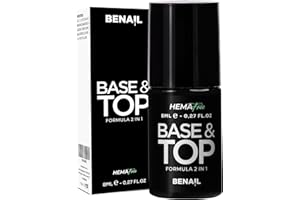 BENAIL PROFESSIONAL Benail Base e top coat Semipermanente con effetto extra-lucido fino alla rimozione, unghie Gel, resistente, elastica e autolivellante da 8 ml.