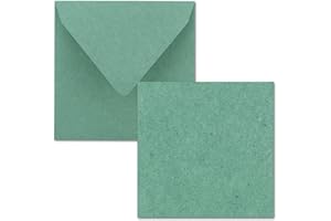 FARBENFROH BY GUSTAV NEUSER Juego de tarjetas individuales cuadradas de 15 x 15 cm, con sobres de carta, papel de estraza, 25 unidades, para tarjetas de felicitación y más, color verde eucalipto