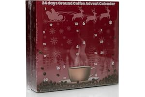 ICMINDS GIFTS Christmas ground coffee advent calendar 2024-24 days ground flavoured coffee advent calendar with coffee beans stencil | Gourmet Coffee Gift Set for Men women Adults