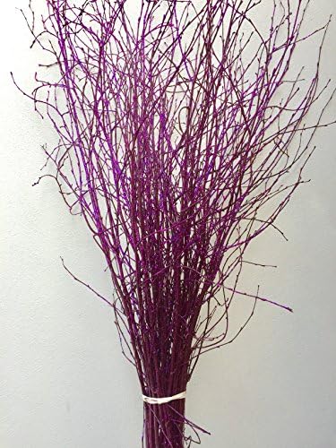 Coloured decorative twigs - Burgundy With Pink Glitter - 90cm's - 25 stems