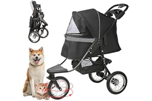 Nastarki Hundebuggy Faltbarer Haustier, Hundewagen Haustier Buggy bis 25 kg Hund Katze Reise Kinderwagen 3 Räder, Hundekinderwagen für Mittelgroße Hunde (Schwarz)
