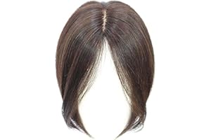 Vera parte del lato medio -mezzo capelli umani, topper per le donne vere capelli umani senza frangia, clip del topper a corona nei capelli per donne con capelli diradanti .nopeilvi