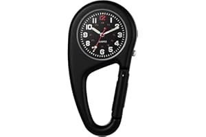 JewelryWe Montre à Mousqueton Analogique avec Aiguilles Lumineuses, 1ATM Etanche, Porte Clé pour Homme et Femme, Mince pour Sac à Dos, Idéal pour Activités Extérieures