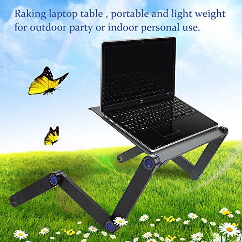 Rettungs-Laptop-Tisch / Schreibtisch / Stand-Portable Klapp-Tisch-Bett, Sofa, Teppich Tray Buch Stand-Extra Wide Tray Aluminium-Legierung mit Maus Stand (Schwarz) - 6