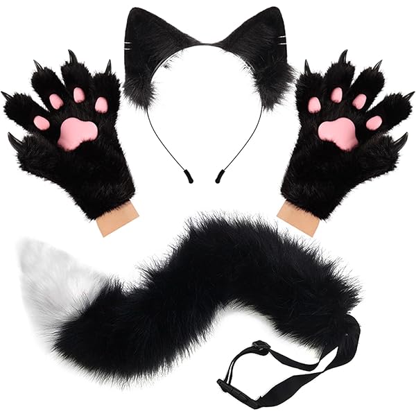 Guanti A Zampa Di Gatto Morbidi - Per Costume Halloween, Cosplay E Festa - Unisex - Foto 3