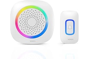 VOXON Wireless Doorbell,Battery Powered Doorbell with RGB Light,IP66 Waterproof Door Bells Wireless Cordless,400M/1300ft Long Range, 60 Chimes & 5 Levels Volume with 4.5 Years Battery Life (White)