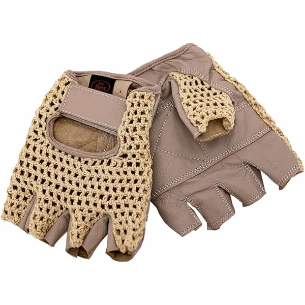 Guanti Da Guida Mezze Dita In Pelle | Stile Vintage Caf&eacute; Racer Con Dorso In Rete - Per Moto E Bici