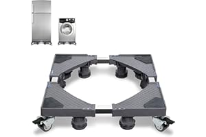 LILIIN Waschmaschine Sockel Untergestell Stabil mit 8 Füßen+4 Räder, Verstellbare Waschmaschinensockel mit Rutschfester Stoßdämpfungsfunktion (Breite 45-75 cm) Bärenlast max. 200kg