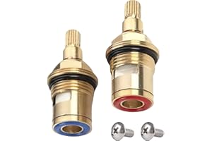 TWEOZEK 2PCS Tap Cartridge Replacement, Mixer Tap Cartridge, Ceramic Tap Cartridge with Screws, Brass Replacement Tap Valves for Bathroom Kitchen Quick Opening Copper Valve Core Faucet (Hot&Cold)