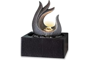 VALIANT FUN Valiant Table Top Water Fountain - Indoor Flowing Water Feature, 24 x 18 x 18 cm, Grey