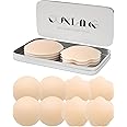 QUXIANG 4 Pairs Pasties Women Nipple Covers Reusable Adhesive Silicone Nippleless Covers (2 Round+2 Flower) Beige