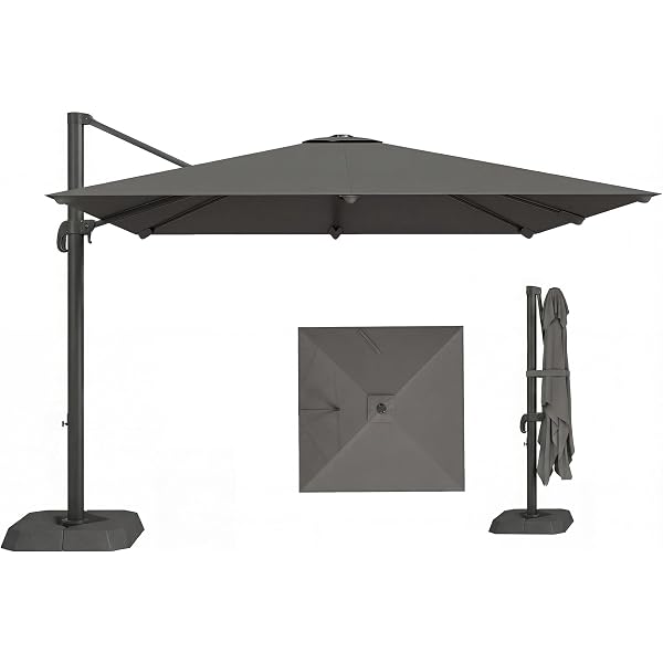 Ombrellone Da Giardino Decentrato 3x3m In Alluminio Telo In Poliestere Senso Antracite 87594232
