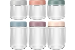 QinyOulhause Set 6 Barattoli per Overnight Oats 300ml-500ml con Coperchio a Vite Bicchieri Overnight Oatmeal Contenitori in Vetro Ideali per Yogurt Avena Marmellata Insalata Frutta e Spezie
