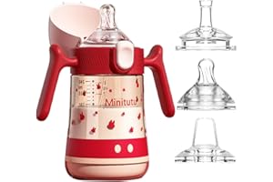 NOHLERLIFE Baby Sippy Cup 240ml, Weighted Straw Non Spill Cups for Months 9+, Toddlers Straw Mug with Handles, Spill-Proof, Leak-Proof with 3 Types Soft Silicone Spout, BPA Free (Red)