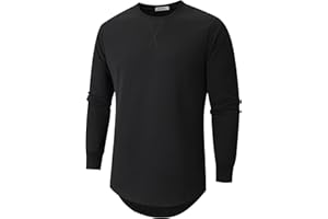 VEIISAR Herren Dickes Rundhalsmantel T-Shirt mit Herren 100 Baumwolle Heavy Duty Preshrunk Longline Shirt