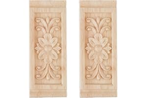 SUPERFINDINGS 2 pz Mobili Applique Applique In Legno Intagliato Onlay Non Verniciato Decorativo Angolo Intaglio Decalcomanie Centro Fiore Lungo Applique 133x51x8 mm