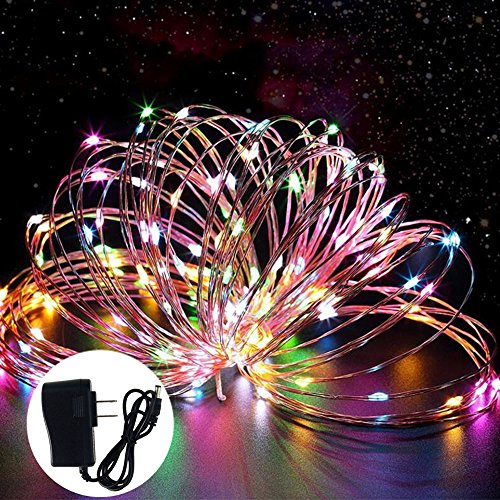 Eastlion Bunte Ferien 10 Meter Silber Draht Dekorieren Schnur Licht mit DC Power für Chrismas, Halloween, Silvester, Hochzeit Hintergrund Layout, Hotels, Restaurants, Bürogebäude, Wohnhaus, Schaufenster, Clubs, Konzerte, Warmweiß - 2