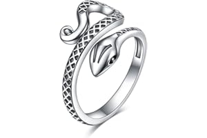 YFN Anillos de animales de plata de ley con serpiente/águila, anillos abiertos ajustables para mujeres y hombres