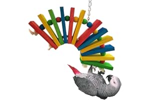 Keersi Jouet coloré en bois pour oiseaux, perroquets, aras, cacatoès, perruches, cacatoès, conures, amazones, jouet à mordre (Style A)