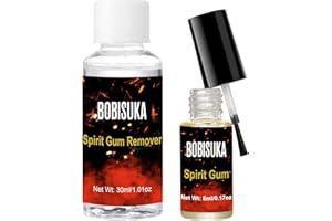 ‎BOBISUKA BOBISUKA Hautkleber Gesicht & Entferner - Gesichtskleber für Effektschminke, Halloween, Bühnenschminke, Karneval, Theater, Professioneller Spirit Gum, körperkleber, kosmetikkleber