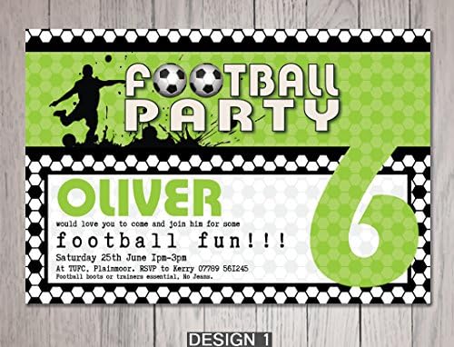 10x Personalised Children's Party Invites with Envelopes. Football Theme