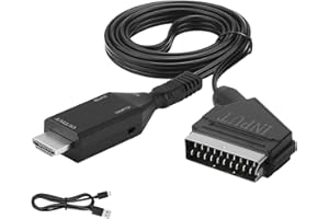 XINZHIZHU Scart to HDMI Converter HD 720/1080P Adapter for TV Scart Input to HDMI Output Lead with USB Cable All-in-One Video Audio Adapter for DVD Player HDTV STB VHS Xbox PS3 Sky Blu-Ray Monitor Projector