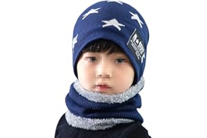 Amorar Cappello per Bambini Invernale per Bambina Cappello Lavorato a Maglia con Cappuccio Caldo Sciarpa a Tubo per Cuffia con Fodera in Pile per 4-12 Anni