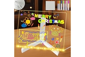 HIQE-FL Lavagna Acrilico LED,30x20cm Lavagna Luminosa per Messaggi,7 Penne a Colori,interruttore,Scrivania,Scuola,Caffè,Ufficio