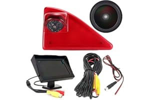 KALAKASS HD IP68 Troisième monté sur Le Toit Haut Lampe Frein lumière Vue arrière Caméra de recul Peut Ajuster l'angle Vision Nocturne Infrarouge pour Opel/Movano/Renault Master/NV400 +4.3'' Moniteur