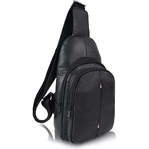 CIMONI® Premium Genuine Leather Chest Bag for Men & Women | Small Crossbody Shoulder Sling Bag for Travel & Daily Use | Unisex Side Purse with Mobile Zipper Pocket
