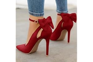 YHCS Donne a Punta Punta Tacchi Alti Donna Tacchi Sottili Signore Sexy Pompe da Donna Fibbia Cinturino Femminile Moda Bowknot Scarpe Plus Size 34-43