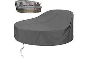 KEKAFU Sonneninsel Abdeckung Wasserdicht, Sonneninsel Schutzhülle Rund mit Kordelzug und Griff, Abdeckhaube Sonneninsel Anti-UV 420D Oxford-Tuch - Grau (190 * 90-50cm)