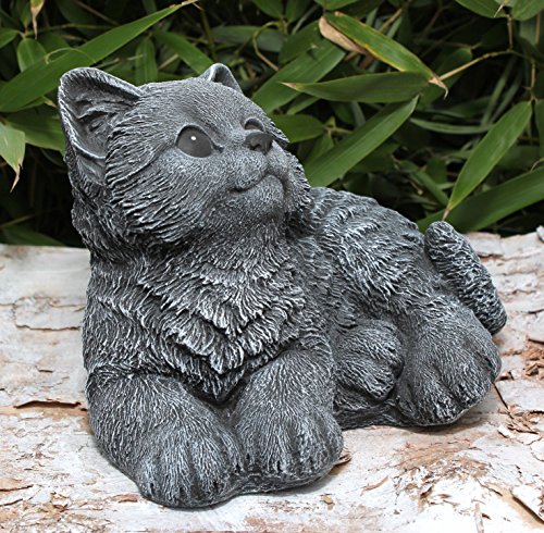 Steinfigur Katze sitzend – Schiefergrau, Garten, Deko, Stein, Figur, Frostsicher - 4
