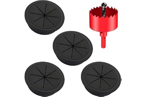 4 stycken flexibel kabelgenomföring, rund svart skrivbordskabel med 60 mm diameter och hålsåg, kabelhålsskydd