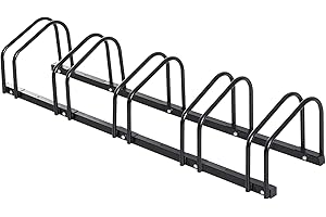 HOMCOM Stojak na rowery 5 stojaków na rowery do przechowywania opon 65 mm niedz. 135L x 33 l x 27H cm stal czarna