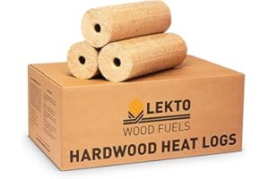 Lekto Woodfuels Hardwood Heat Logs - 20 kg (10 Logs), Heat Briquettes for Wood Burners, Log Stoves, Ovens, Fire Pits or Fireplace | Less than 9% Moisture | Easy to Light with Reduced Ash